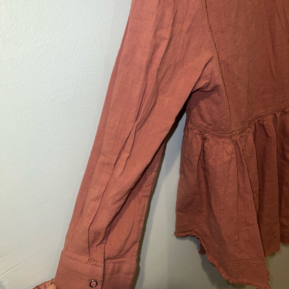 Davi&Dani Mauve Size M Cotton bohemian Button Down Top - Picture 7 of 9